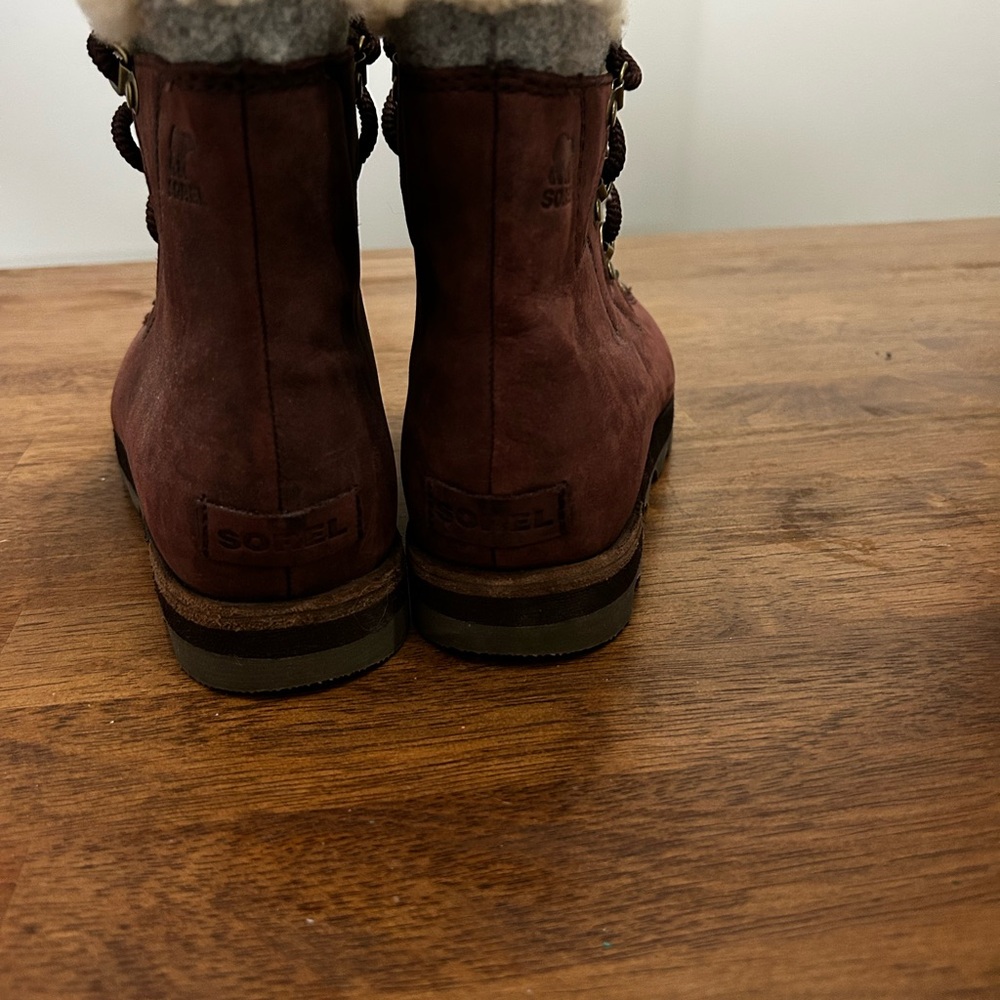 SOREL-Alpine Red Leather Booties Women's Size 10 - Picture 3 of 5
